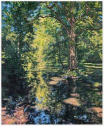 Hjördis Baacke: Auwald Leipzig, 2026, Öl auf Leinwand, 110 x 90 cm, 3400 Euro