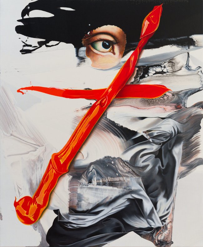 Franziska Maderthaner: Der Titel ist die halbe Miete, 2026, Öl und Acryl auf Leinen, 110 x 90 cm, 12.000 Euro