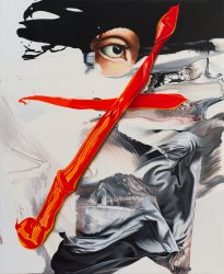 Franziska Maderthaner: Der Titel ist die halbe Miete, 2026, Öl und Acryl auf Leinen, 110 x 90 cm, 12.000 Euro
