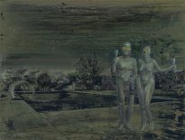 Undine Bandelin: Die Bilanz, 2024, Siebdruck, Öl und Acryl auf Leinwand, 70 x 100 cm, 5100 Euro