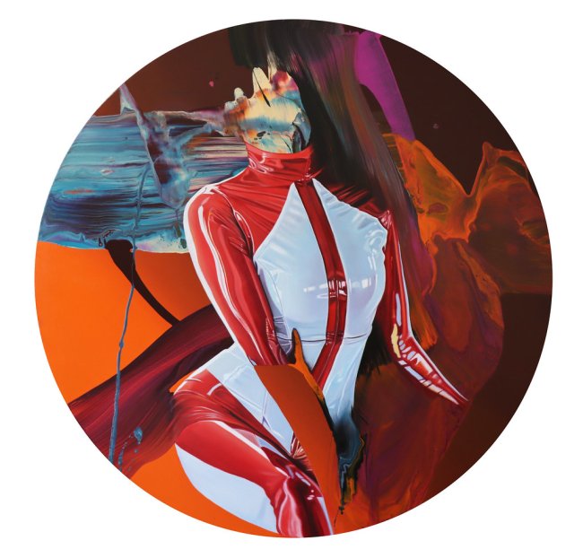 Franziska Maderthaner: La Textura 1, 2024, Öl und Acryl auf Leinen, D 120 cm, 7.200 Euro