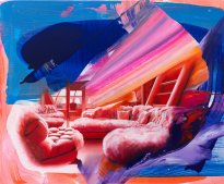 Franziska Maderthaner: Sexy Sofa Club, 2026, Öl und Acryl auf Leinen, 90 x 110 cm, 12.000 Euro