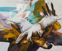 Franziska Maderthaner: Take Me, 2026, Öl und Acryl auf Leinen, 90 x 110 cm, 12.000 Euro