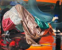Franziska Maderthaner: Unterwerfung, 2025, Öl und Acryl auf Leinen, 160 x 200 cm, 21.600 Euro