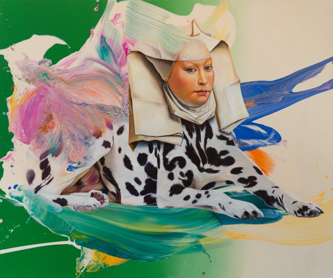 Franziska Maderthaner: Wart's ab, 2024, Öl und Acryl auf Leinen, 100 x 120 cm, 13.200 Euro