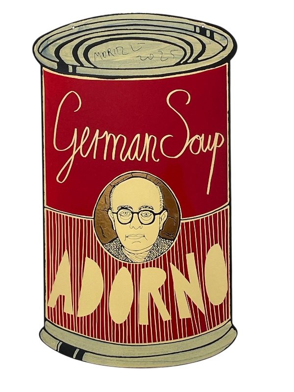 Moritz Götze: Adorno (German Soup), 2022, Emailmalerei auf Stahl, 60 x 34 cm