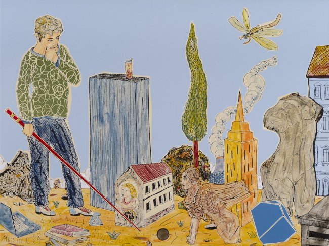 Moritz Götze: Ärger mit der Mythologie,  2025, Emaillemalerei, 45 × 60 cm, 4200 Euro