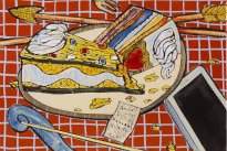 Moritz Götze: Anruf von Psyche, 2025, Emaillemalerei, 20 × 30 cm, 1800 Euro