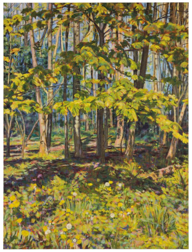 Hjördis Baacke: Auwald Leipzig, 2023, Öl auf Leinwand, 200 x 150 cm