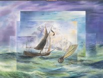 Wieland Payer: Backhuysen I, 2025, Pastell und Aquarell auf Leinwand, 60 x 80 cm, 4700 Euro