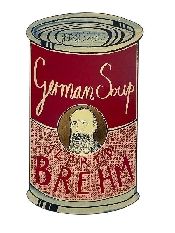 Moritz Götze: Brehm (German Soup), 2022, Emailmalerei auf Stahl, 60 x 34 cm, 2000 Euro