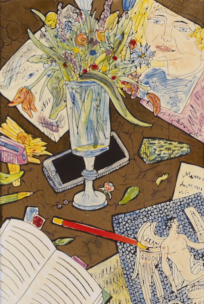 Moritz Götze: Brief aus Griechenland, 2025, Emaillemalerei, 30 × 20 cm, 1800 Euro