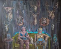 Undine Bandelin: Das Revier, 2025, Öl und Acryl auf Leinwand, 160 x 200 cm, 12.600 Euro