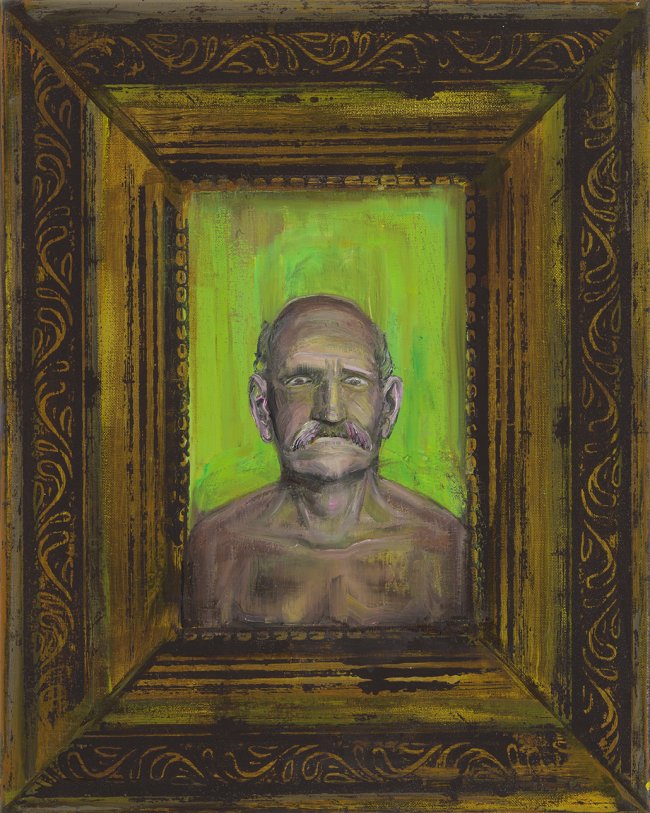 Undine Bandelin: Der Gram, 2024, Siebdruck, Öl und Acryl auf Leinwand, 40 x 50 cm, 2.700 Euro