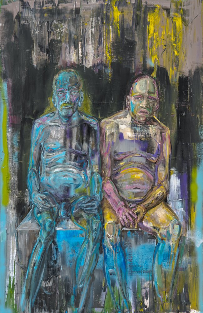 Undine Bandelin: Die Brüder, 2023, Öl und Acryl auf Leinwand, 200 x 130 cm, 11.500 Euro