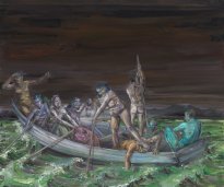 Undine Bandelin: Die Überfahrt, 2025, Öl und Acryl auf Leinwand, 150 x 180 cm, 11.600 Euro