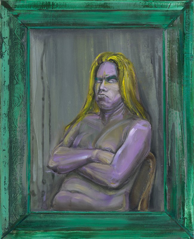 Undine Bandelin: Die Unversöhnliche, 2025, Siebdruck, Öl und Acryl auf Leinwand, 40 x 50 cm, 2.700 Euro