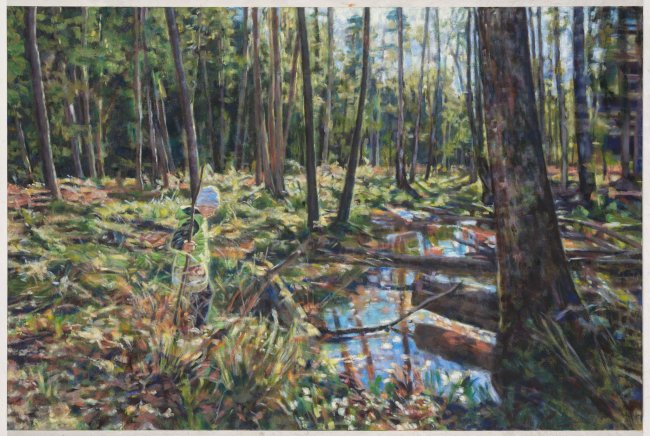 Hjördis Baacke: Dübener Heide, 2024, Öl auf Leinwand, 100 x 150 cm, 4200 Euro