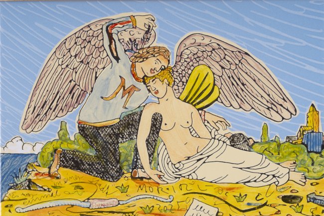 Moritz Götze: Es war einmal in einer Stadt, 2025, Emaillemalerei, 20 × 30 cm, 1800 Euro