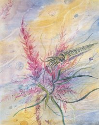 Wieland Payer: Fund II, 2025, Pastell und Aquarell auf Leinwand, 30 x 24 cm, 1350 Euro
