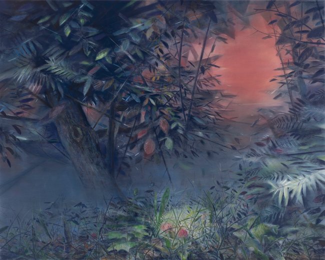 Wieland Payer: Hecke, 2021, Pastell und Aquarell auf grundiertem MDF, 120 x 150 cm