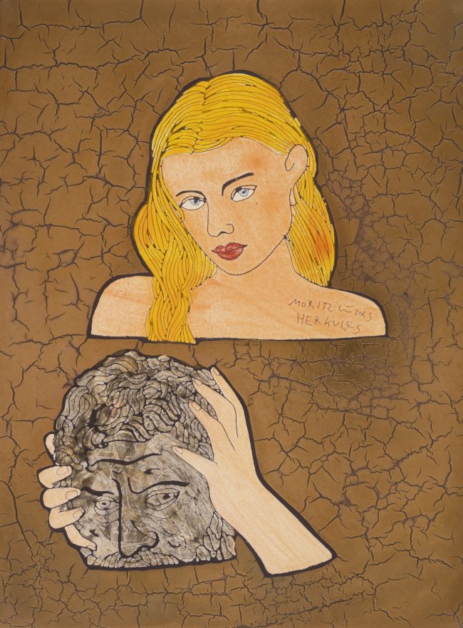 Moritz Götze: Herkules, 2025, Emaillemalerei, 40 x 30 cm, 2800 Euro