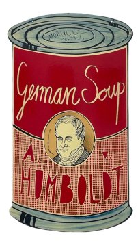 Moritz Götze: Humboldt (German Soup), 2022, Emailmalerei auf Stahl, 60 x 34 cm, 2000 Euro
