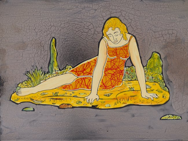 Moritz Götze: Irgendwann wird alles gut, 2025, Emaillemalerei, 30 x 40 cm, 2800 Euro