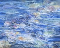 Wieland Payer: Kiesel, 2025, Pastell und Aquarell auf Leinwand, 40 x 50 cm, 3000 Euro