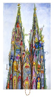 Thitz: Köln, 2024, Acryl und Tüten auf Leinwand, 180 x 100 cm, 16800 Euro