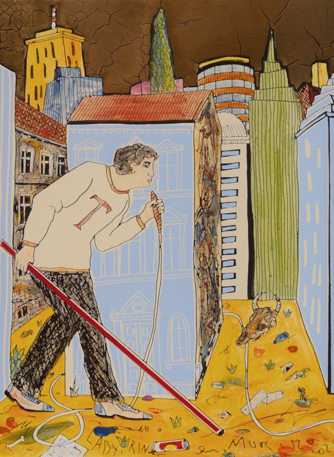 Moritz Götze: Labyrinth,2025, Emaillemalerei,40 x 30 cm, 2800 Euro