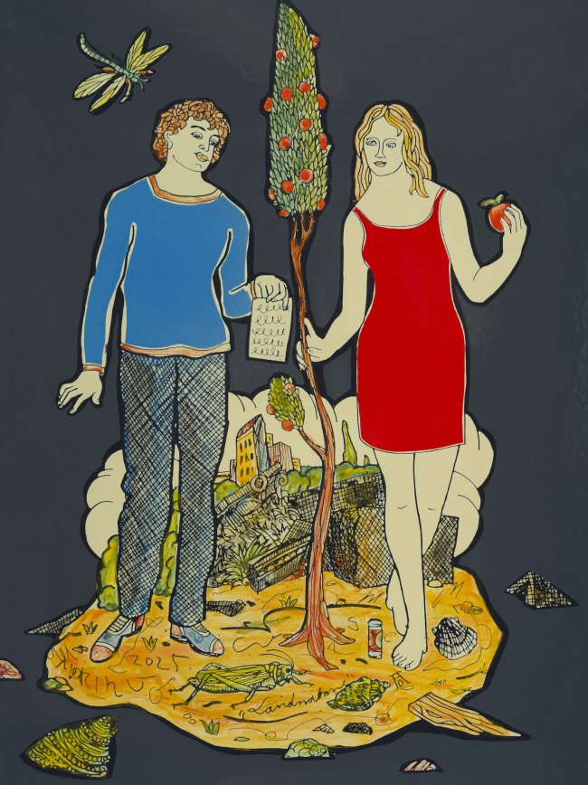 Moritz Götze: Landnahme, Emaillemalerei 60 x 45 cm, 4200 Euro