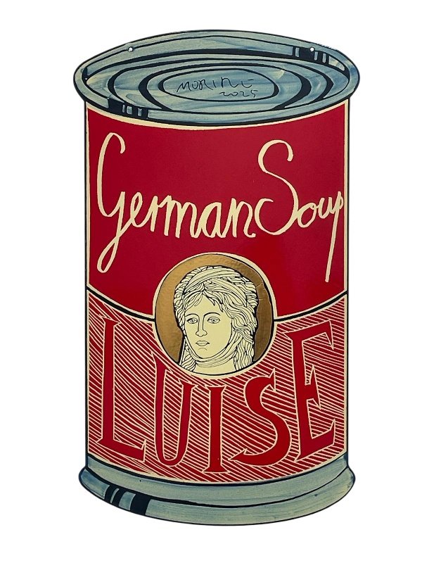 Moritz Götze: Luise (German Soup), 2022, Emailmalerei auf Stahl, 60 x 34 cm, 2000 Euro