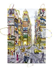 Thitz: New York Good Future, 2024, Acryl und Tüten auf Leinwand, 70 x 50 cm, 7200 Euro