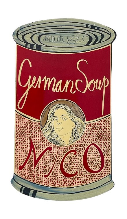 Moritz Götze: Nico (German Soup), 2022, Emailmalerei auf Stahl, 60 x 34 cm, 2000 Euro