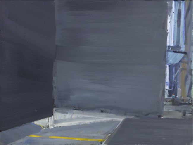Jörg Ernert: NY - Underground Garage I - 2.Fassung, 2025, Acryl auf Leinwand, 45 x 60 cm, 2400 Euro