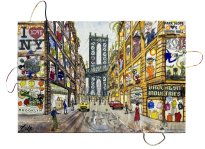 Thitz: NY, 2024, Acryl und Tüten auf Leinwand, 60 x 90 cm, 9000 Euro