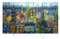 Thitz: NY Future Bag Art , 2025, Acryl und Tüten auf Leinwand, 160 x 280 cm, 24000