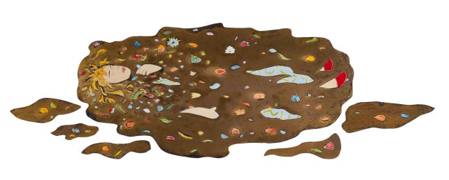 Moritz Götze: Ophelia, 2025, Emaillemalerei, ca. 90 x 240 cm, 14000 Euro