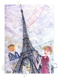 Thitz: Paris, 2015, Acryl und Tüten auf Leinwand, 140 x 100 cm, 14400 Euro