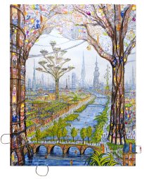 Thitz: Paris Ultimate Utopia, 2026, Acryl und Tüten auf Leinwand, 180 x 140 cm, 19200 Euro