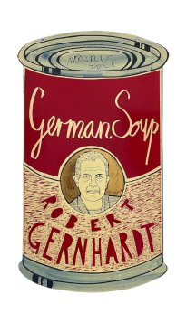 Moritz Götze: Robert Gernhardt (German Soup), 2022, Emailmalerei auf Stahl, 60 x 34 cm, 2000 Euro