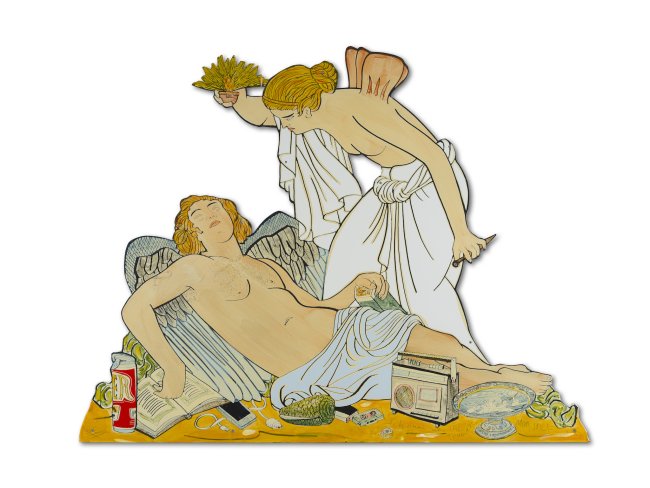 Moritz Götze: Schöner als ihr Traum, 2025, Emaillemalerei, 97 x 125 cm, 9000 Euro