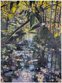 Hjördis Baacke: Spreewald, 2025, Öl auf Leinwand, 200 x 150 cm, 6000 Euro