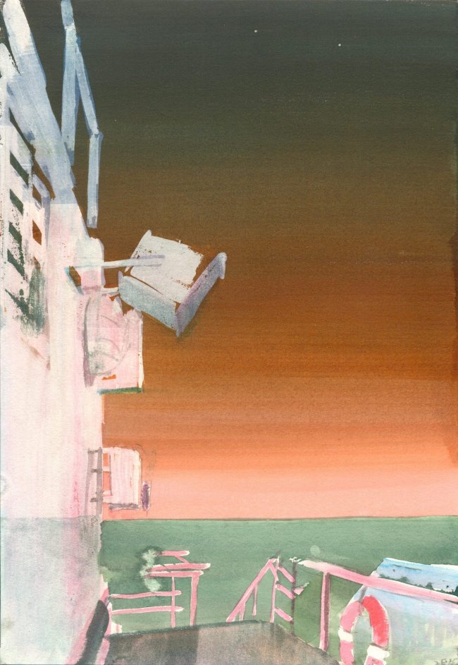 Jörg Ernert: Transatlantik - Lautsprecher II - 1.Fassung, 2025, Aquarell, 30,5 x 21 cm, 1600 Euro