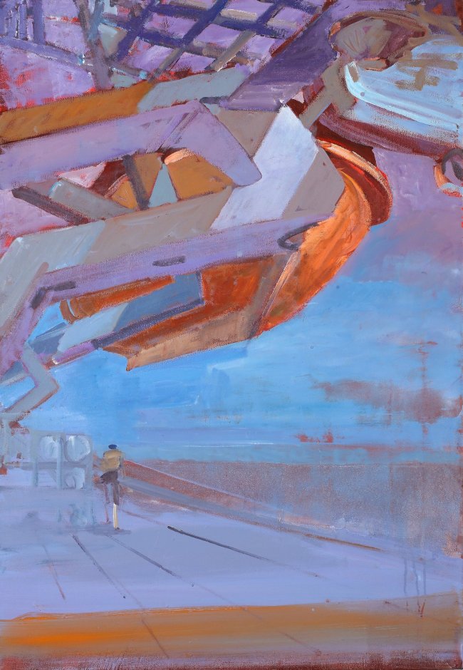 Jörg Ernert: Transatlantik - Rettungsboot - 2.Fassung, 2025, Acryl auf Leinwand, 100 x 70 cm, 4000 Euro