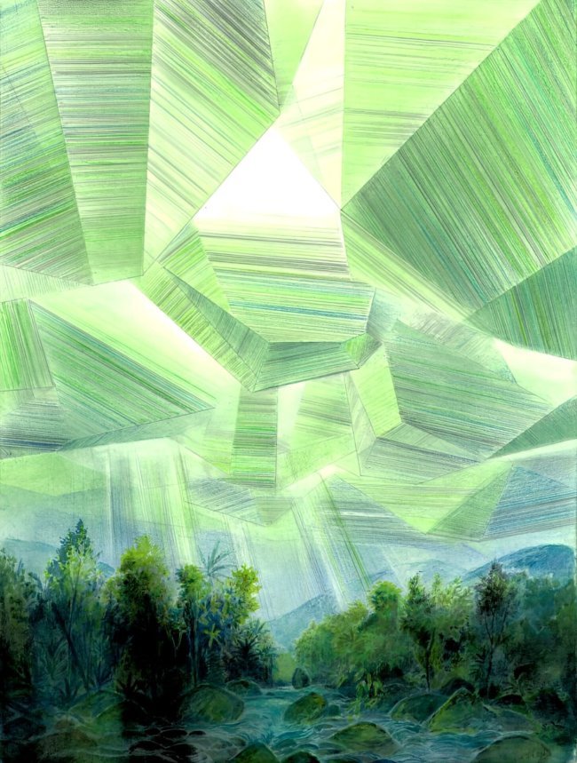 Wieland Payer: Quest IV, 2025, Pastell, Aquarell und Kohle auf Papier, 48 x 36 cm, 2100 Euro