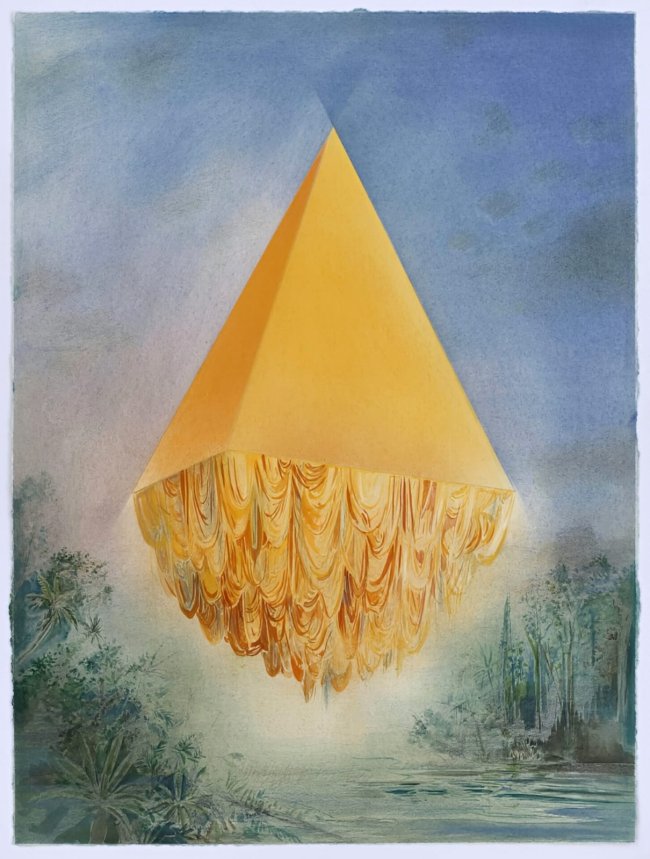 Wieland Payer: Quest IX, 2025, Pastell und Aquarell auf Bütten, 48 x 36 cm, 2100 Euro