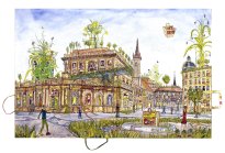 Thitz: Wien - Utopie am Albertina Museum, 2025, Acryl und Tüten auf Leinwand, 80 x 120 cm, 12000 Euro