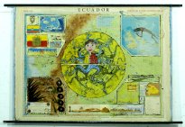 Thitz: Karte Ecuador, 2007, Acryl auf Wandkarte, 130 x 100 cm, 12700 Euro